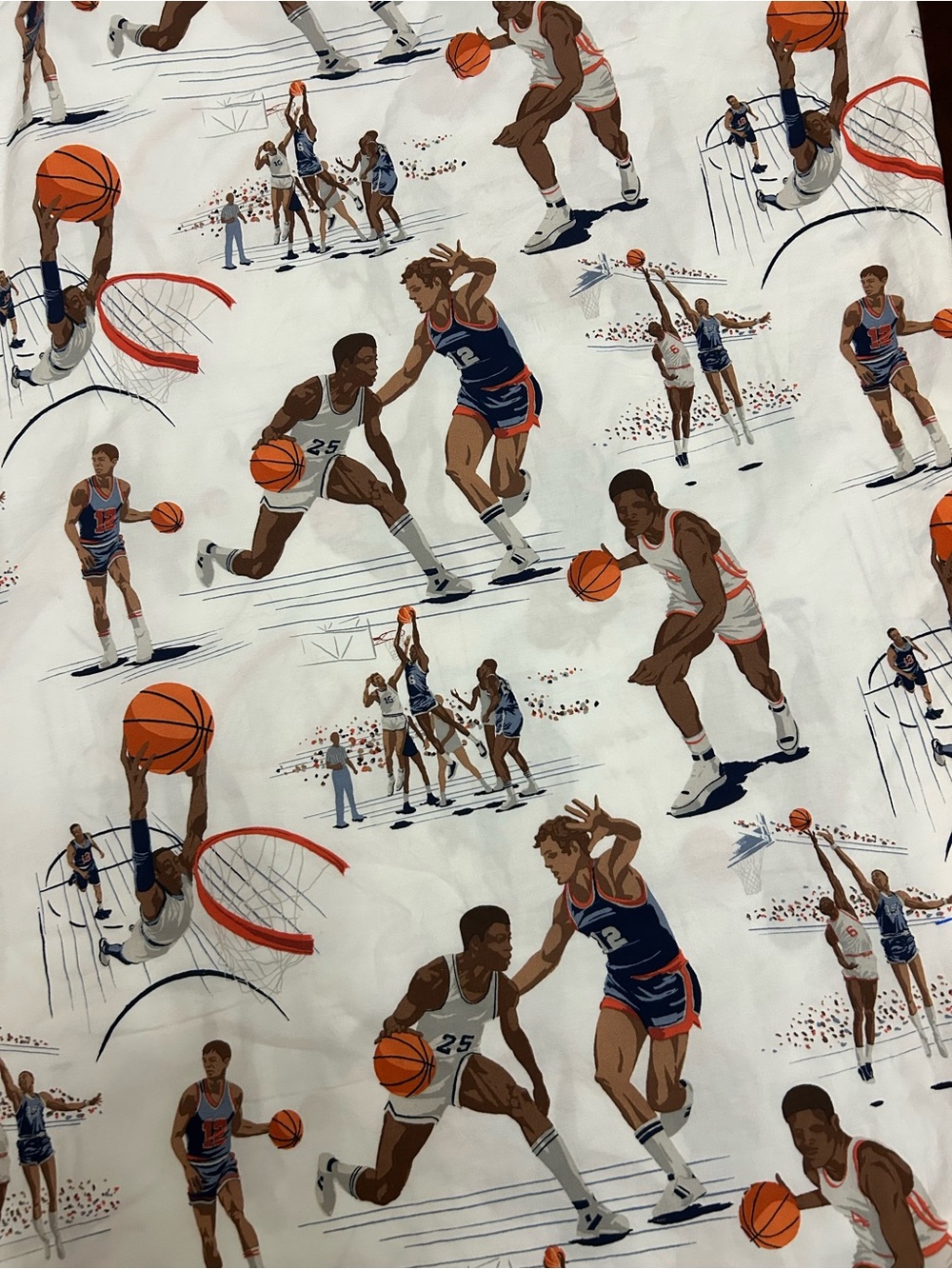 Pottery Barn Kids Basketball Full Flat Sheet Vintage Sports Boys PBK Bedding EUC
